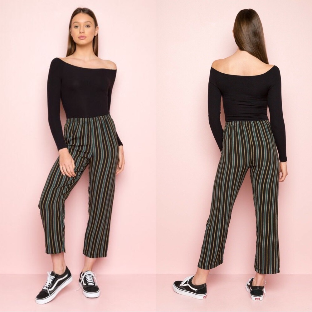 Brandy Melville Frankie striped pants💚🖤💛